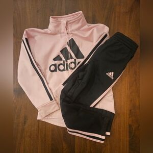 Adidas Kids Pink and Black Joggers Size 5
